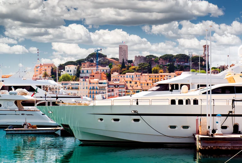 Charter catamaran moored at a Croatian marina at handover time