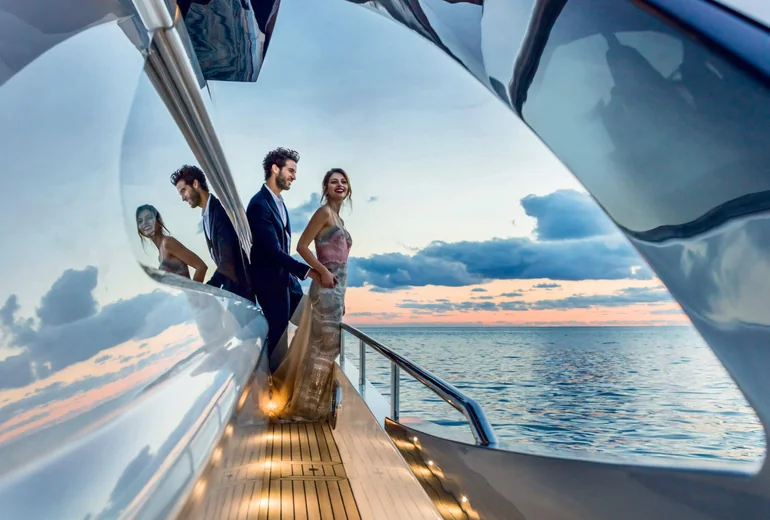 Sailing yacht in transitional weather