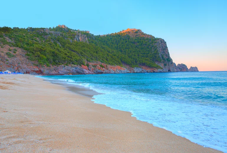 Datça peninsula coastline with sailing boat