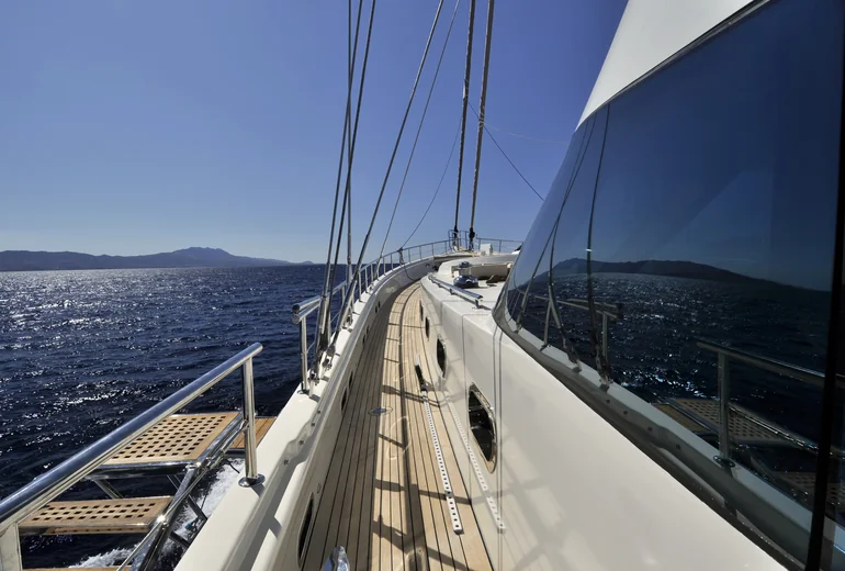 Charter yacht in shoulder-season conditions