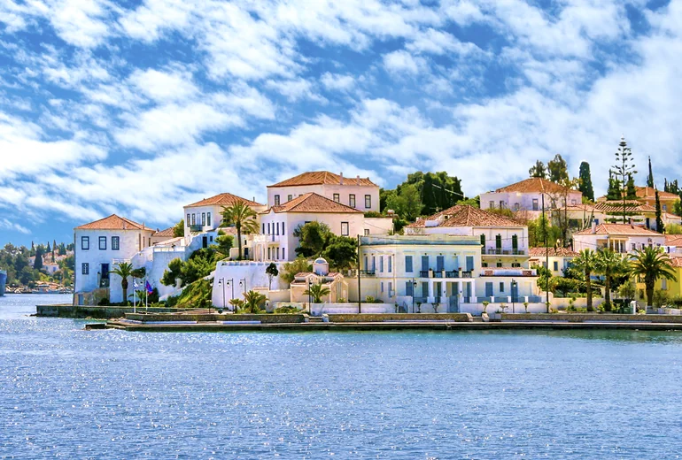 Sailing yacht anchored off a Greek island