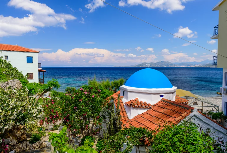 Antipaxos beach with turquoise water