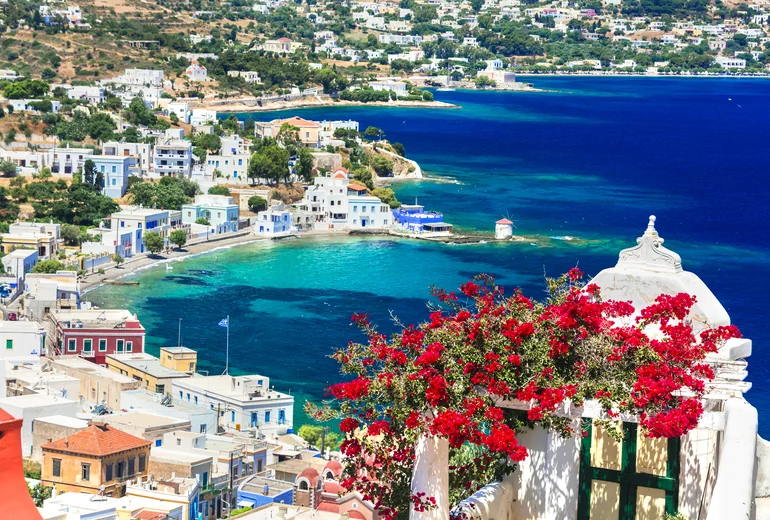 Kefalonia coastline with sailing yacht