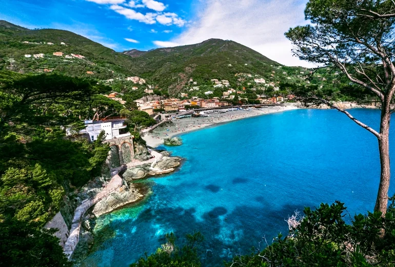 Bonassola beach and bay on the Italian Riviera