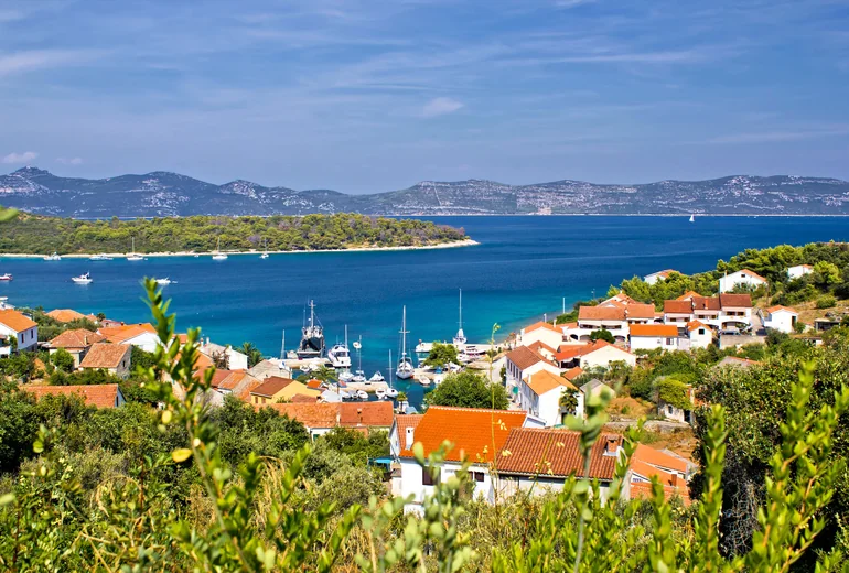 Iz island village seen from the water
