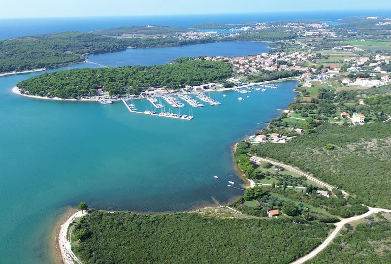 Marina Pomer near Pula with sailing yachts moored