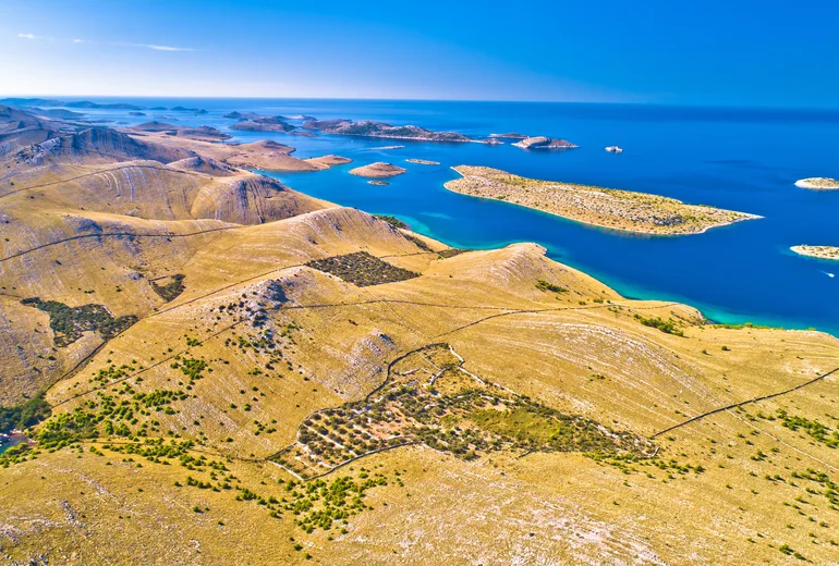 Adriatic island coastal scenery with yachts