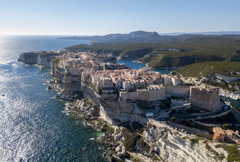 Italian coastal village seen from the water