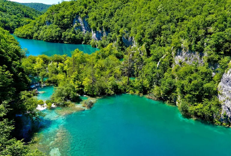 Plitvice-style Croatian landscape with stone harbour