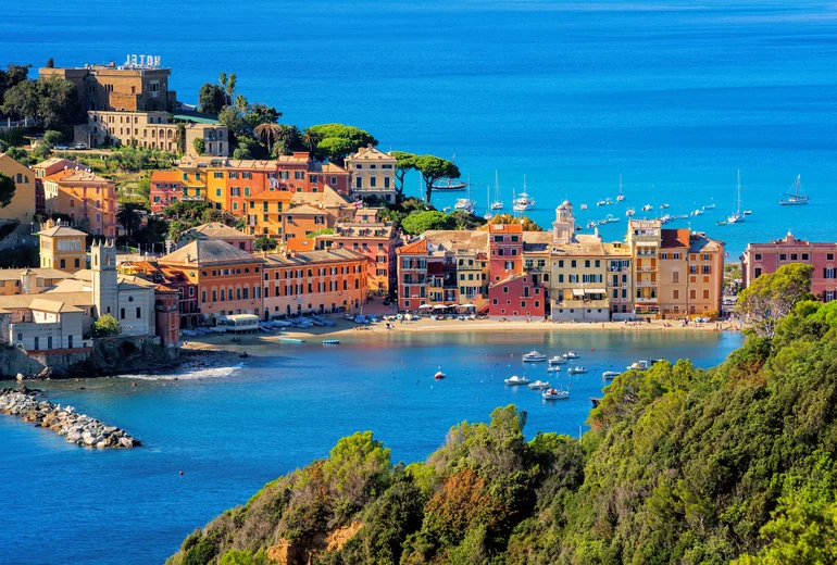 Italian Riviera village on a hillside