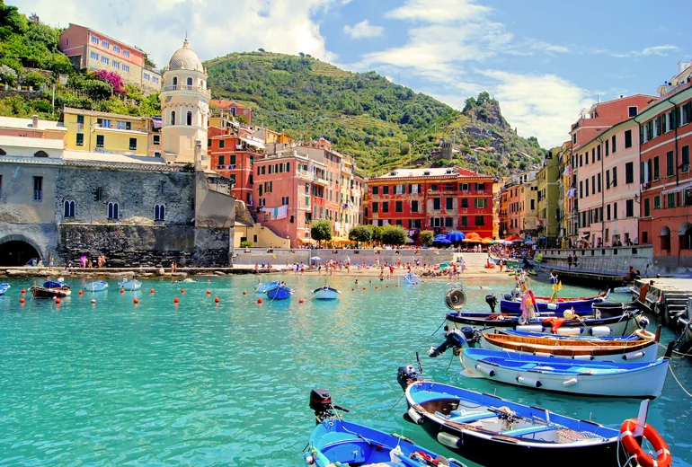 Cinque Terre style village with terraced houses