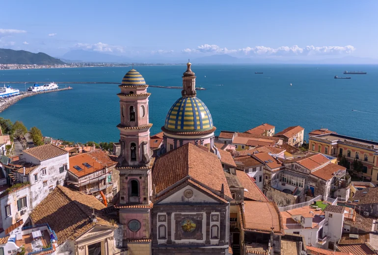 Italian seaside town with promenade