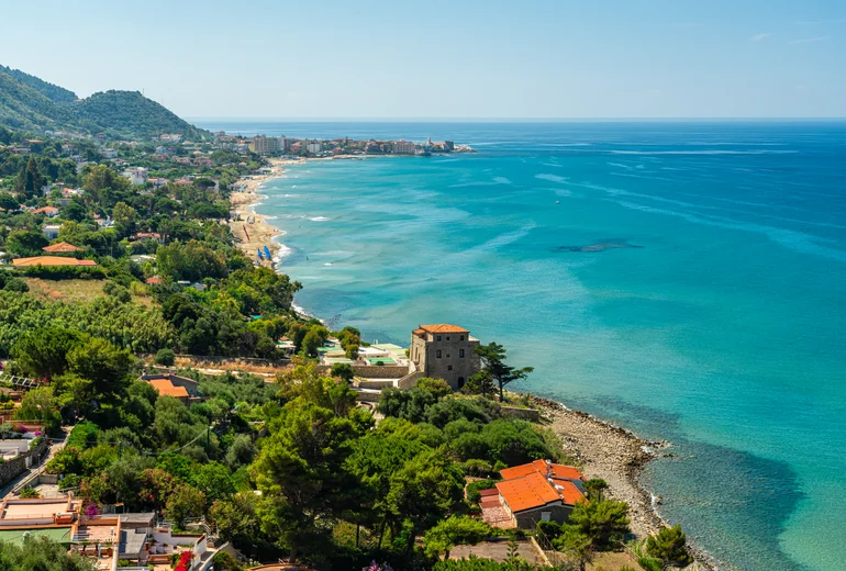Italian fishing village with stone houses