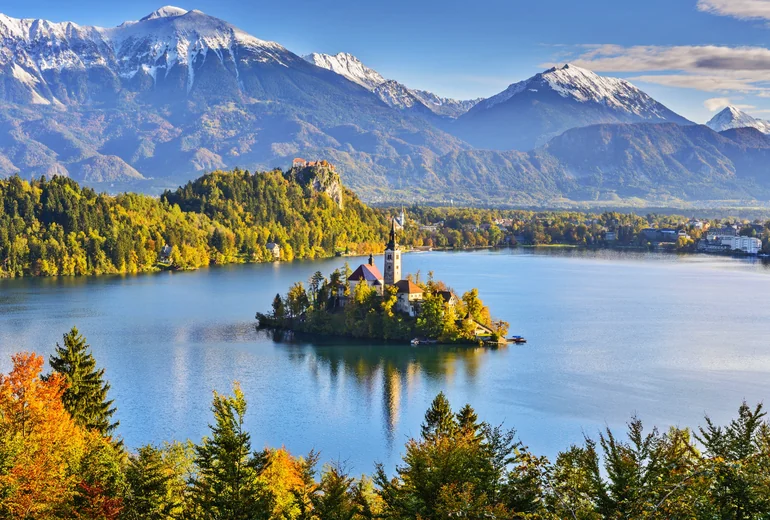 Croatian island anchorage with traditional stone village
